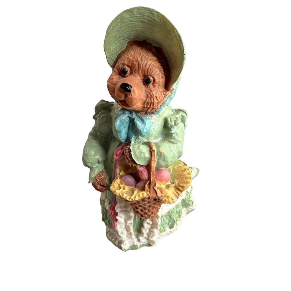 Albert Price Vintage Granny‎ Bear Figurine with Basket 5" Multicolor